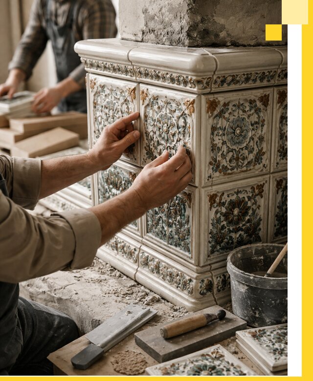 Изразцовые камины под ключ в Петропавловске-Камчатском: проект и монтаж