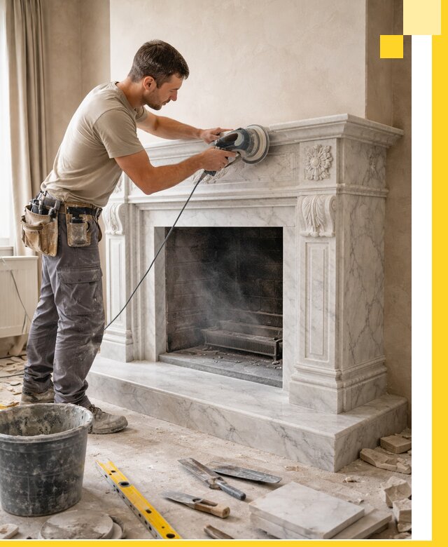 Изготовление и установка мраморных каминов в Петропавловске-Камчатском под ключ