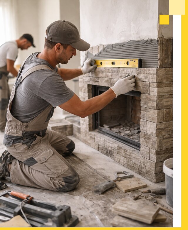 Облицовка каминов в Петропавловске-Камчатском, монтаж и отделка натуральным камнем