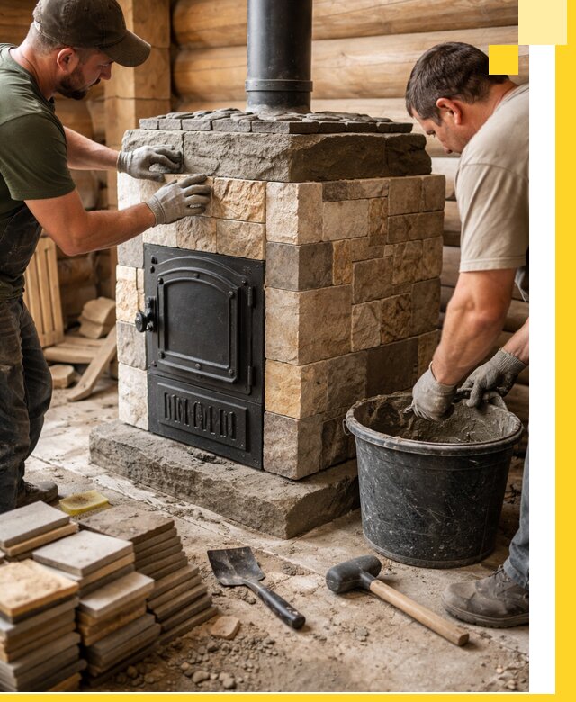 Облицовка банной печи под ключ в Петропавловске-Камчатском: камень и плитка