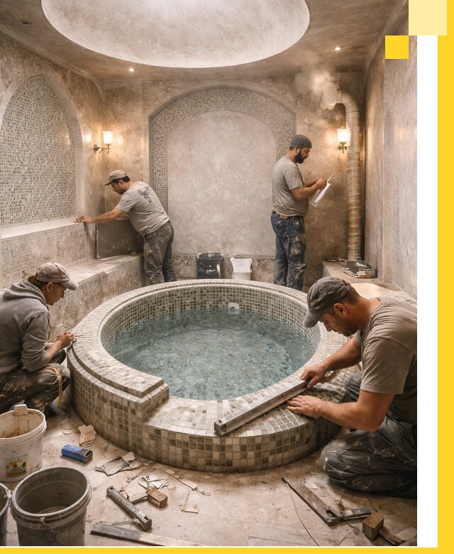 Профессиональное строительство хамама с бассейном в Петропавловске-Камчатском под ключ