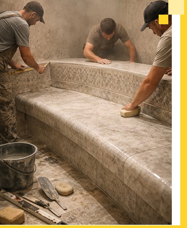 Изготовление и установка сидений для хамама в Петропавловске-Камчатском