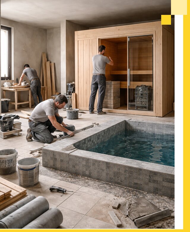 SPA зоны под ключ с бассейном сауной и печью в Петропавловске-Камчатском